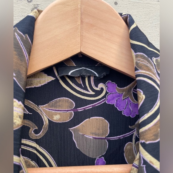 Vintage 80s Jumpsuit Floral Brocade Power Purple Gold 6 - Picture 8 of 12